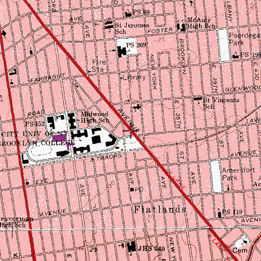 Topographic Map of Century's College Theater (historical), NY