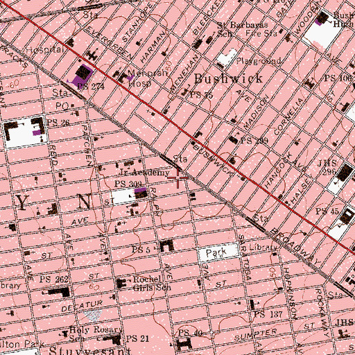 Topographic Map of Century Theatre (historical), NY