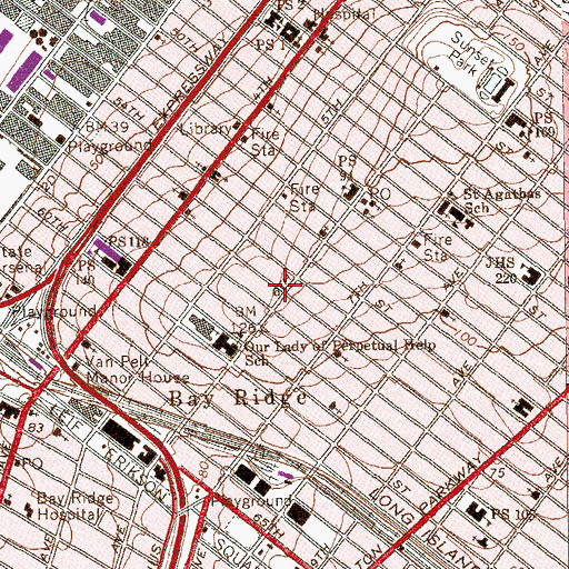 Topographic Map of Center Theater (historical), NY