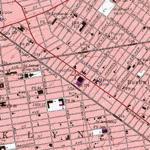Topographic Map of Casino Theatre (historical), NY