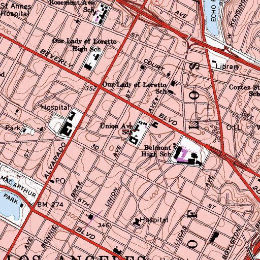 Topographic Map of Union Elementary School, CA