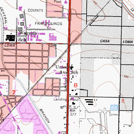 Topographic Map of Union Avenue School, CA