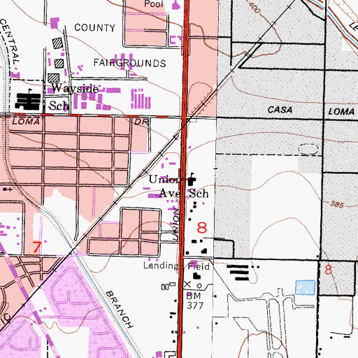 Topographic Map of Union Avenue School, CA