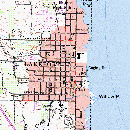 Topographic Map of Clear Lake Baptist Church, CA