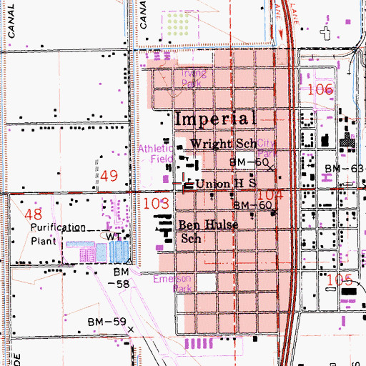 Topographic Map of Union High School, CA