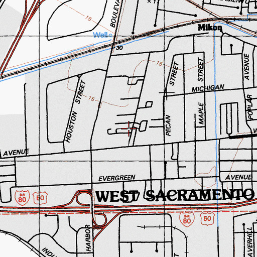 Topographic Map of Capitol City Recreational Vehicle and Mobile Home Park, CA