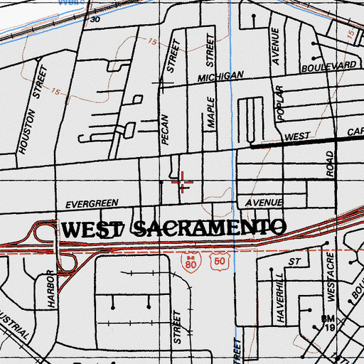 Topographic Map of Garden Acres Mobile Home Park, CA