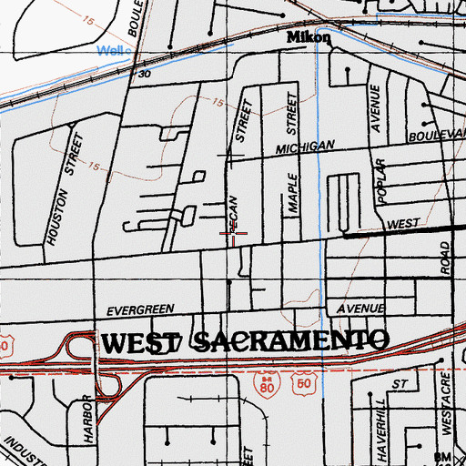 Topographic Map of Riverside Mobile Home Park, CA