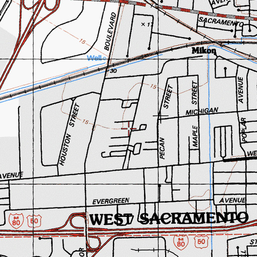 Topographic Map of Trails End Mobile Home Park, CA