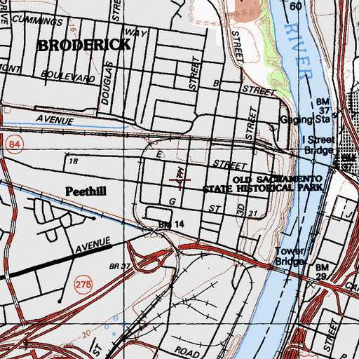 Topographic Map of West Sacramento Trailer Park, CA