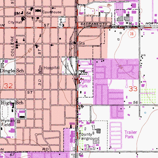 Topographic Map of Woodlands Mobile Home Park, CA