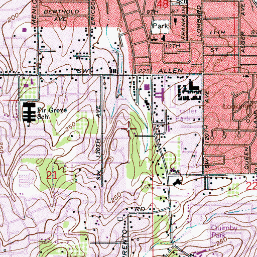 Topographic Map of Beaverton Church Of The Nazarene, OR