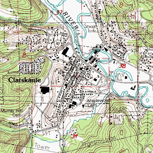 Topographic Map of Clatskanie United Methodist Church, OR
