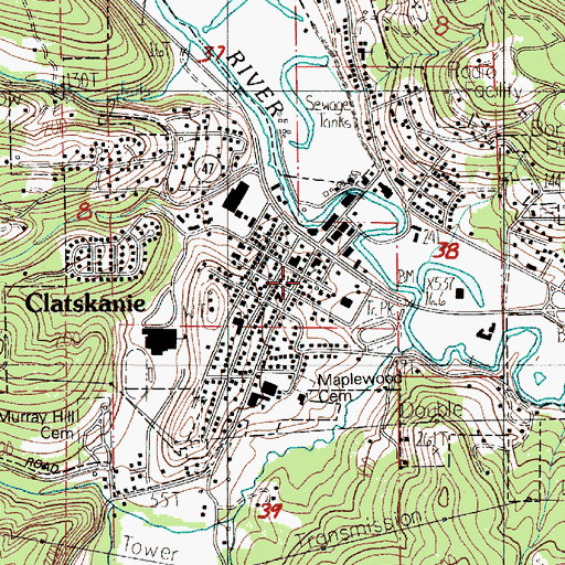 Topographic Map of Clatskanie Presbyterian Church, OR