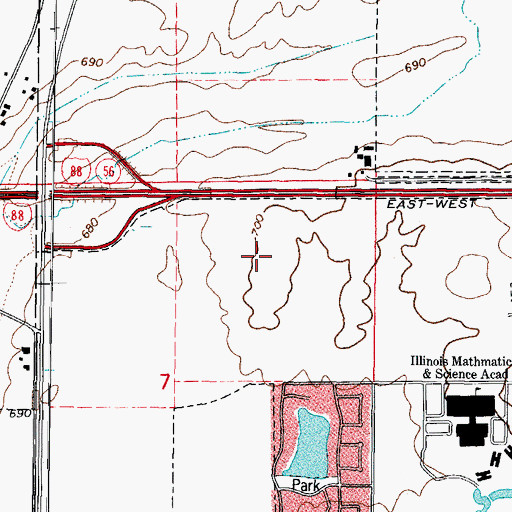 Topographic Map of Rasmussen College - Aurora Campus, IL