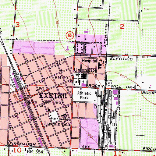 Topographic Map of Union High School, CA