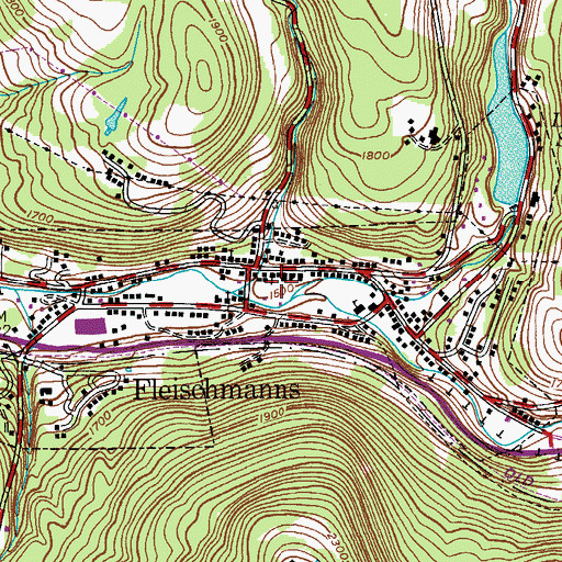 Topographic Map of Fleischmanns United Methodist Church, NY
