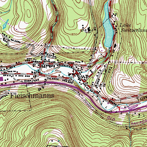 Topographic Map of Fleischmanns High School (historical), NY