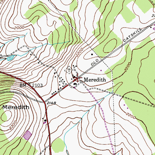 Topographic Map of Meredith Baptist Church, NY