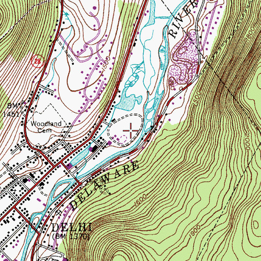 Topographic Map of Delhi Community Park, NY
