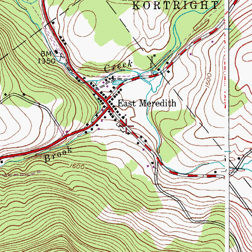 Topographic Map of East Meredith Cemetery, NY