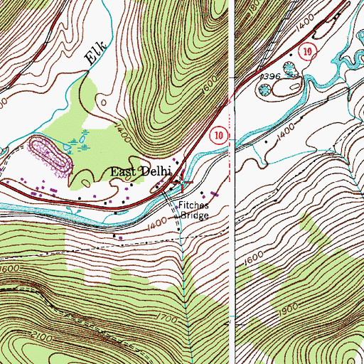 Topographic Map of East Delhi Christian Church, NY