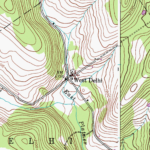 Topographic Map of West Delhi Presbyterian Church, NY