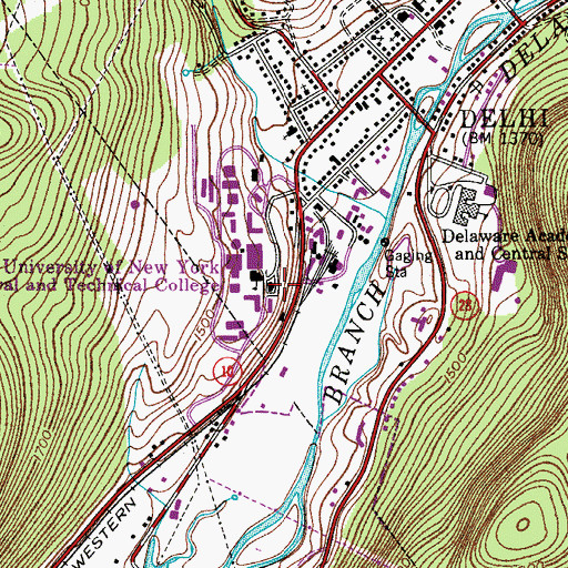 Topographic Map of Thurston Hall, NY