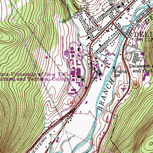Topographic Map of Farrell Hall, NY