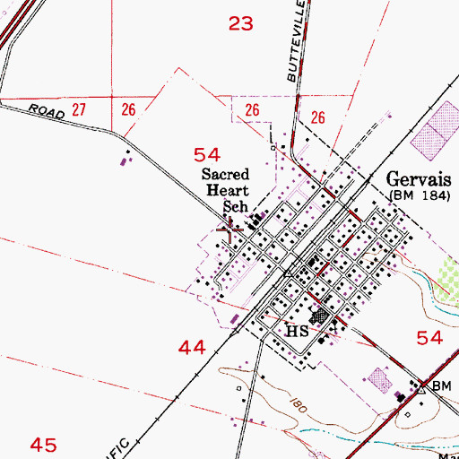 Topographic Map of Sacred Heart Catholic Church, OR