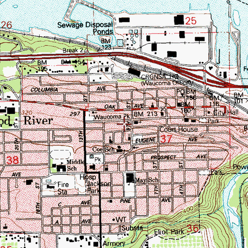 Topographic Map of Immanuel Lutheran Church, OR