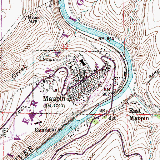 Topographic Map of Maupin Community Evangelical Church, OR