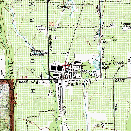 Topographic Map of Parkdale Church of the Nazarene, OR