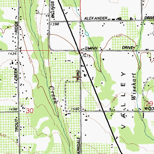 Topographic Map of Parkdale Baptist Church, OR