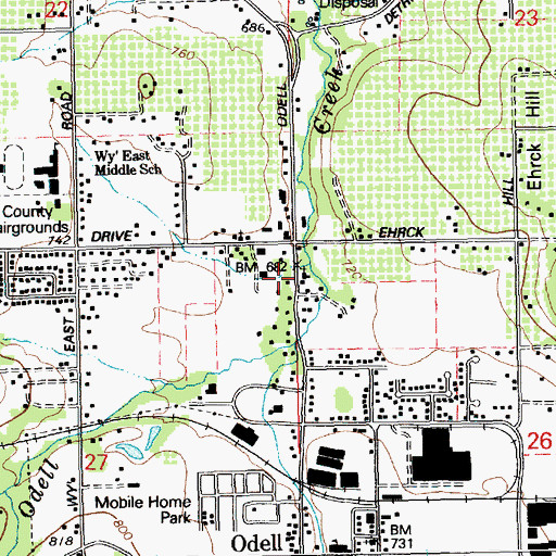 Topographic Map of First Baptist Church, OR