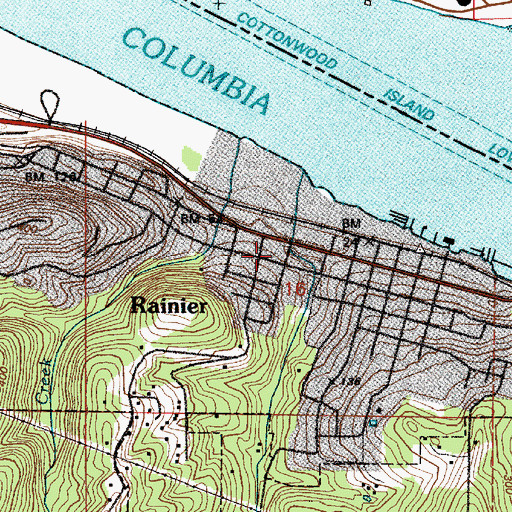 Topographic Map of Rainier Church of God, OR