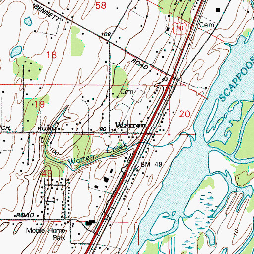 Topographic Map of Warren Baptist Church, OR