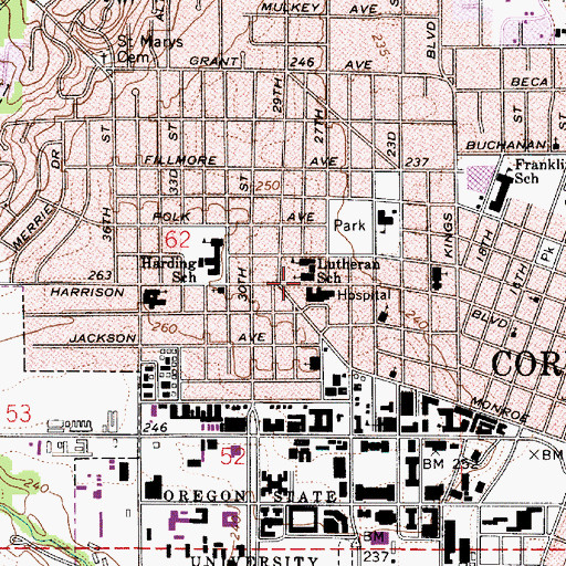 Topographic Map of Zion Lutheran Evangelical Church, OR