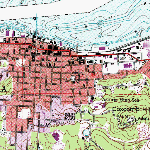 Topographic Map of Grace Episcopal Church, OR