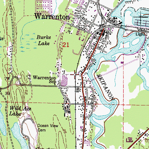 Topographic Map of Warrenton United Methodist Church, OR