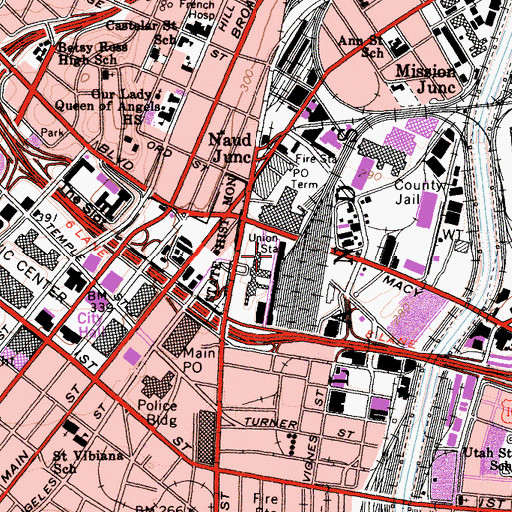 Topographic Map of Union Station, CA