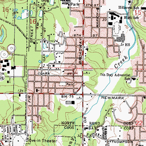 Topographic Map of Bay Area Church of the Nazarene, OR