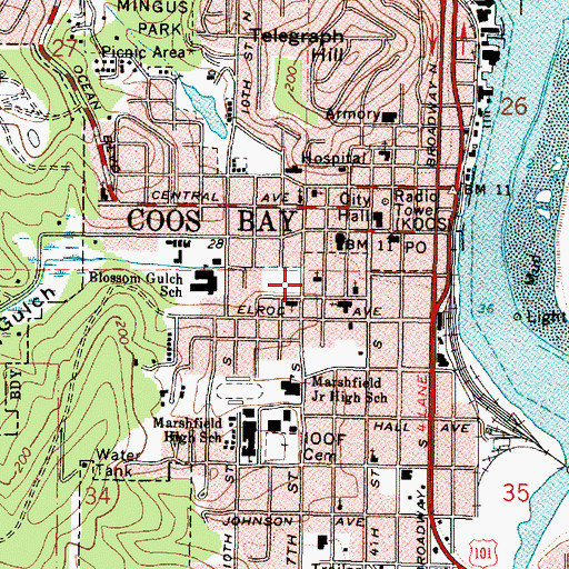 Topographic Map of Saint Monicas Catholic Church, OR