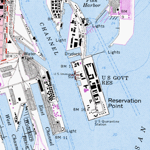 Topographic Map of United States Immigration Station, CA