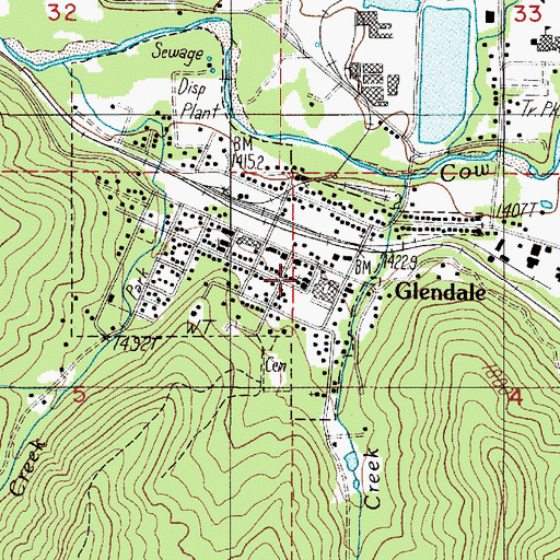 Topographic Map of Glendale Baptist Church, OR