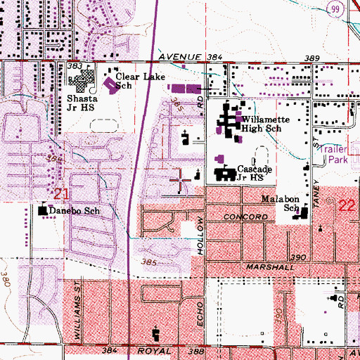 Topographic Map of Allison Park Christian Church, OR