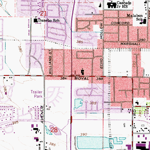 Topographic Map of Bethesda Lutheran Church, OR