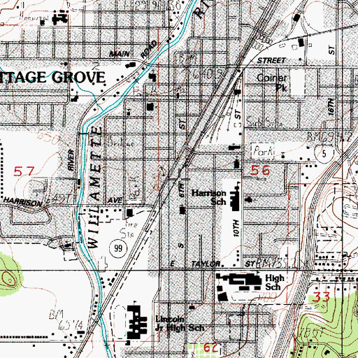 Topographic Map of Trinity Lutheran Church, OR