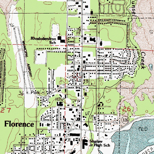 Topographic Map of Florence Foursquare Church, OR