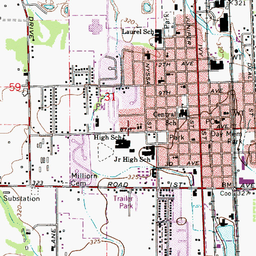 Topographic Map of Faith Lutheran Church, OR